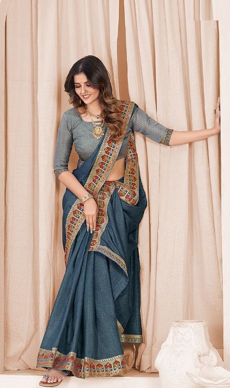 Saroj Milaan Fancy Designer Festive Wear Vichitra Silk Saree Collection